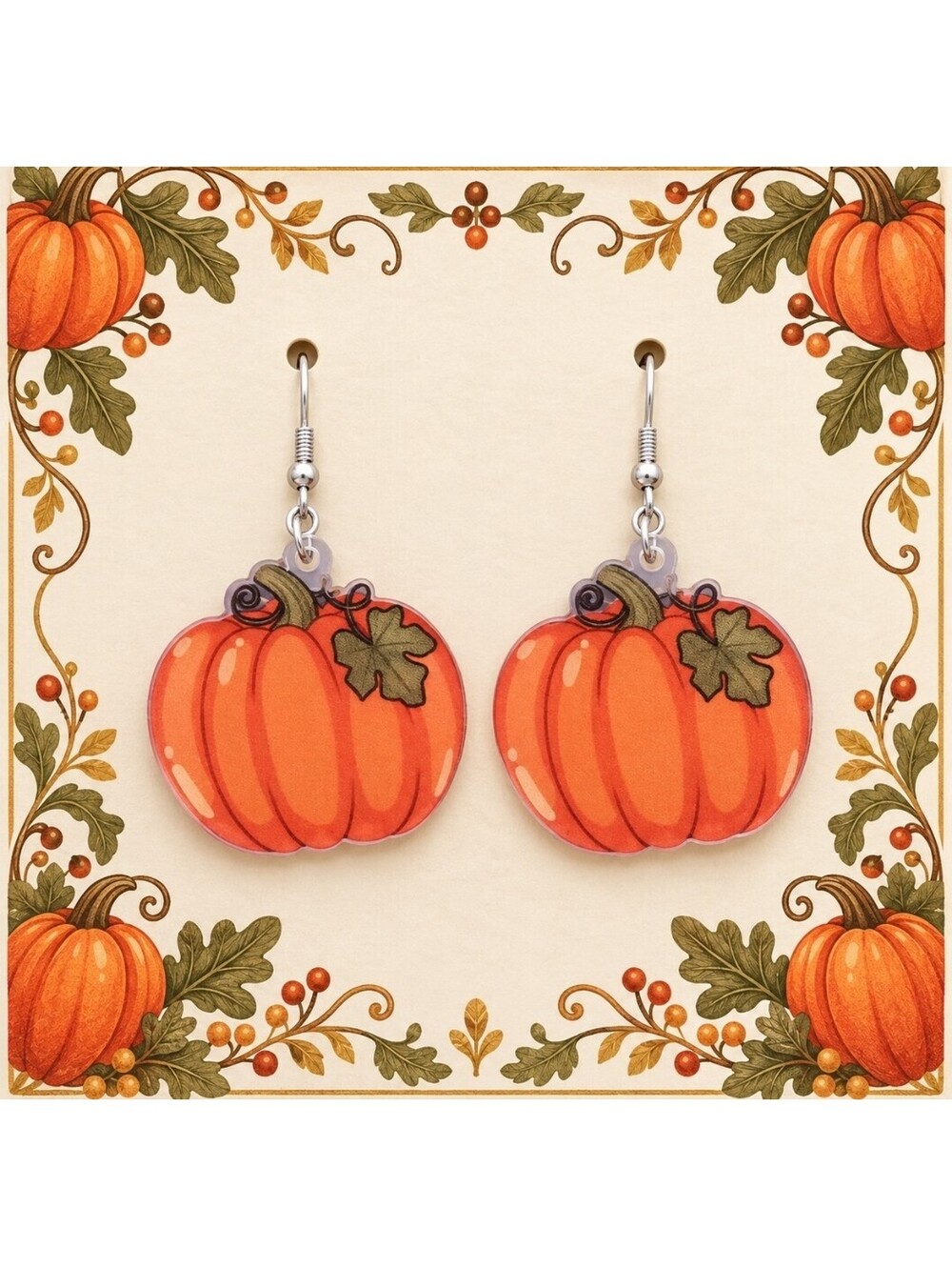 Festive Fall Halloween Thanksgiving Pumpkin Acrylic Earrings